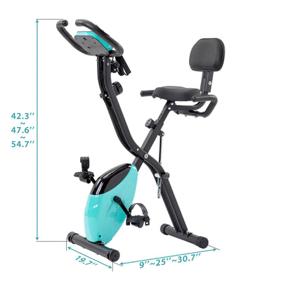 Folding Exercise Bike,Fitness Upright  Recumbent X-Bike  Adjustable Resistance